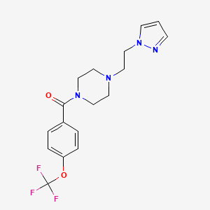 molecular formula C17H19F3N4O2 B2569388 (4-(2-(1H-pyrazol-1-yl)ethyl)piperazin-1-yl)(4-(trifluoromethoxy)phenyl)methanone CAS No. 1286712-37-5