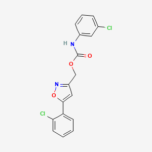 molecular formula C17H12Cl2N2O3 B2569392 [5-(2-chlorophenyl)-1,2-oxazol-3-yl]methyl N-(3-chlorophenyl)carbamate CAS No. 866049-25-4