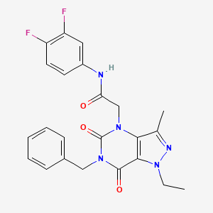 molecular formula C23H21F2N5O3 B2569396 2-(6-benzyl-1-ethyl-3-methyl-5,7-dioxo-1,5,6,7-tetrahydro-4H-pyrazolo[4,3-d]pyrimidin-4-yl)-N-(3,4-difluorophenyl)acetamide CAS No. 1189864-08-1