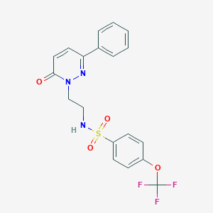 molecular formula C19H16F3N3O4S B2569401 N-(2-(6-oxo-3-phenylpyridazin-1(6H)-yl)ethyl)-4-(trifluoromethoxy)benzenesulfonamide CAS No. 921535-17-3