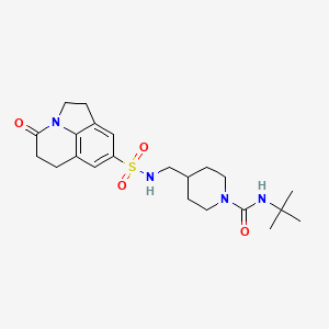 molecular formula C22H32N4O4S B2569412 N-(叔丁基)-4-((4-氧代-2,4,5,6-四氢-1H-吡咯并[3,2,1-ij]喹啉-8-磺酰胺基)甲基)哌啶-1-甲酰胺 CAS No. 1797587-60-0