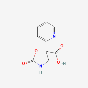 molecular formula C9H8N2O4 B2569414 2-Oxo-5-pyridin-2-yl-1,3-oxazolidine-5-carboxylic acid CAS No. 2248300-36-7