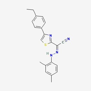 molecular formula C21H20N4S B2569418 (Z)-N'-(2,4-dimethylphenyl)-4-(4-ethylphenyl)thiazole-2-carbohydrazonoyl cyanide CAS No. 477285-55-5