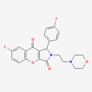molecular formula C23H20F2N2O4 B2569423 7-氟-1-(4-氟苯基)-2-(2-吗啉乙基)-1,2-二氢色烯并[2,3-c]吡咯-3,9-二酮 CAS No. 634577-03-0