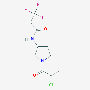 molecular formula C10H14ClF3N2O2 B2569426 N-[1-(2-Chloropropanoyl)pyrrolidin-3-yl]-3,3,3-trifluoropropanamide CAS No. 2411290-75-8