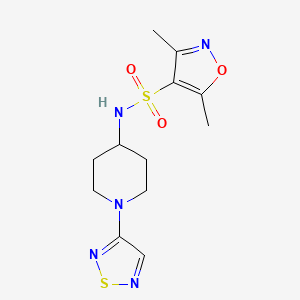 molecular formula C12H17N5O3S2 B2569434 N-(1-(1,2,5-thiadiazol-3-yl)piperidin-4-yl)-3,5-dimethylisoxazole-4-sulfonamide CAS No. 2309314-54-1