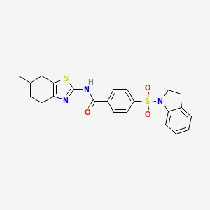 molecular formula C23H23N3O3S2 B2569436 4-(indolin-1-ylsulfonyl)-N-(6-methyl-4,5,6,7-tetrahydrobenzo[d]thiazol-2-yl)benzamide CAS No. 361170-53-8