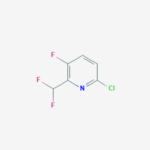 molecular formula C6H3ClF3N B2569450 6-Chloro-2-(difluoromethyl)-3-fluoropyridine CAS No. 1805304-78-2