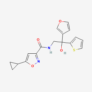 molecular formula C17H16N2O4S B2569454 5-cyclopropyl-N-(2-(furan-3-yl)-2-hydroxy-2-(thiophen-2-yl)ethyl)isoxazole-3-carboxamide CAS No. 2034634-40-5