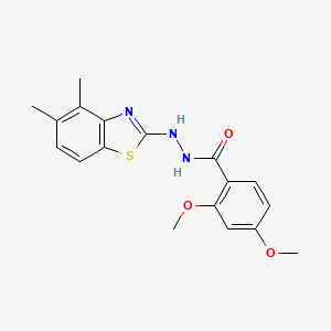 molecular formula C18H19N3O3S B2569455 N'-(4,5-二甲基-1,3-苯并噻唑-2-基)-2,4-二甲氧基苯甲酰肼 CAS No. 851980-40-0