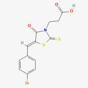 molecular formula C13H10BrNO3S2 B2569462 3-[(5Z)-5-[(4-bromophenyl)methylidene]-4-oxo-2-sulfanylidene-1,3-thiazolidin-3-yl]propanoic acid CAS No. 299950-16-6