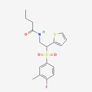 molecular formula C17H20FNO3S2 B2569463 N-[2-[(4-氟-3-甲基苯基)磺酰基]-2-(2-噻吩基)乙基]丁酰胺 CAS No. 923150-81-6