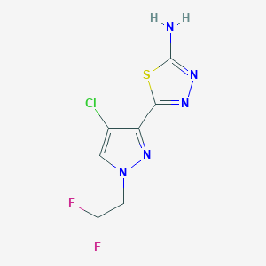molecular formula C7H6ClF2N5S B2569467 5-[4-Chloro-1-(2,2-difluoroethyl)pyrazol-3-yl]-1,3,4-thiadiazol-2-amine CAS No. 1946818-02-5