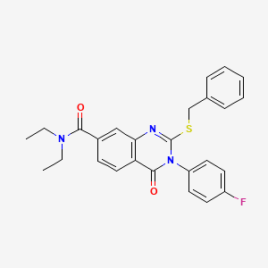 2-(benzylthio)-N,N-diethyl-3-(4-fluorophenyl)-4-oxo-3,4-dihydroquinazoline-7-carboxamide