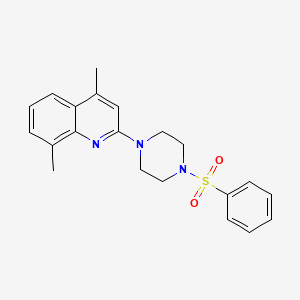 molecular formula C21H23N3O2S B2569471 2-[4-(Benzenesulfonyl)piperazin-1-yl]-4,8-dimethylquinoline CAS No. 478081-70-8