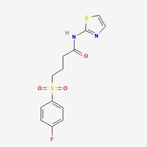 molecular formula C13H13FN2O3S2 B2569472 4-((4-fluorophenyl)sulfonyl)-N-(thiazol-2-yl)butanamide CAS No. 941901-00-4