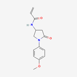 molecular formula C14H16N2O3 B2569479 N-[1-(4-Methoxyphenyl)-5-oxopyrrolidin-3-yl]prop-2-enamide CAS No. 2361640-60-8
