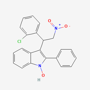 molecular formula C22H17ClN2O3 B2569484 3-[1-(2-Chlorophenyl)-2-nitroethyl]-1-hydroxy-2-phenylindole CAS No. 385786-14-1