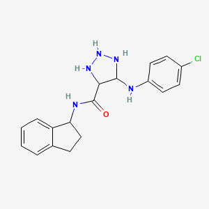 molecular formula C18H16ClN5O B2569485 5-(4-chloroanilino)-N-(2,3-dihydro-1H-inden-1-yl)triazolidine-4-carboxamide CAS No. 1291852-79-3