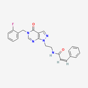 (Z)-N-(2-(5-(2-fluorobenzyl)-4-oxo-4,5-dihydro-1H-pyrazolo[3,4-d]pyrimidin-1-yl)ethyl)-3-phenylacrylamide