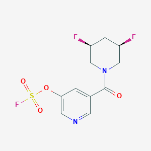 molecular formula C11H11F3N2O4S B2569491 3-[(3R,5S)-3,5-Difluoropiperidine-1-carbonyl]-5-fluorosulfonyloxypyridine CAS No. 2418593-56-1