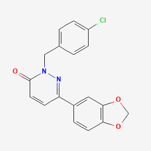 molecular formula C18H13ClN2O3 B2569492 6-(1,3-苯并二氧杂环-5-基)-2-[(4-氯苯基)甲基]吡啶并氮杂酮-3-酮 CAS No. 899946-79-3