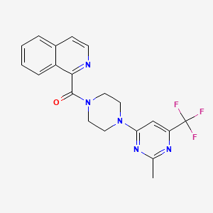 molecular formula C20H18F3N5O B2569496 Isoquinolin-1-yl(4-(2-methyl-6-(trifluoromethyl)pyrimidin-4-yl)piperazin-1-yl)methanone CAS No. 2034442-91-4