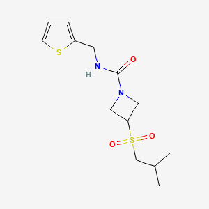 molecular formula C13H20N2O3S2 B2569498 3-(isobutylsulfonyl)-N-(thiophen-2-ylmethyl)azetidine-1-carboxamide CAS No. 1797277-25-8