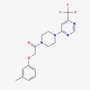 4-{4-[(3-Methylphenoxy)acetyl]piperazin-1-yl}-6-(trifluoromethyl)pyrimidine