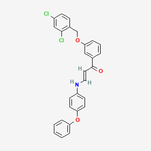 (E)-1-[3-[(2,4-dichlorophenyl)methoxy]phenyl]-3-(4-phenoxyanilino)prop-2-en-1-one