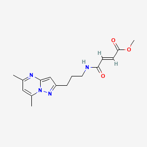 molecular formula C16H20N4O3 B2569525 Methyl (E)-4-[3-(5,7-dimethylpyrazolo[1,5-a]pyrimidin-2-yl)propylamino]-4-oxobut-2-enoate CAS No. 2411325-81-8