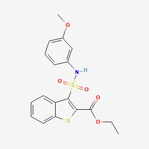 molecular formula C18H17NO5S2 B2569528 Ethyl 3-[(3-methoxyphenyl)sulfamoyl]-1-benzothiophene-2-carboxylate CAS No. 932303-58-7
