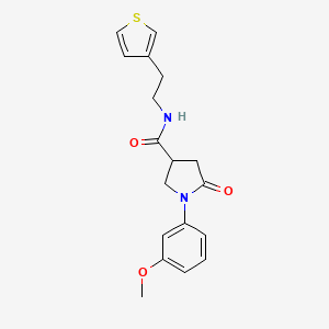 molecular formula C18H20N2O3S B2569531 1-(3-甲氧基苯基)-5-氧代-N-(2-(噻吩-3-基)乙基)吡咯烷-3-甲酰胺 CAS No. 1251577-97-5