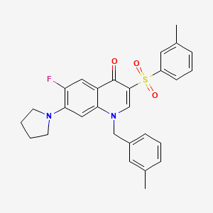 molecular formula C28H27FN2O3S B2569533 6-fluoro-1-(3-methylbenzyl)-7-(pyrrolidin-1-yl)-3-(m-tolylsulfonyl)quinolin-4(1H)-one CAS No. 892787-27-8