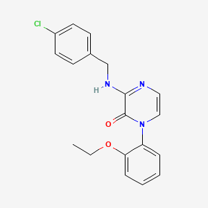 molecular formula C19H18ClN3O2 B2569534 3-((4-chlorobenzyl)amino)-1-(2-ethoxyphenyl)pyrazin-2(1H)-one CAS No. 899726-47-7