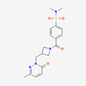 molecular formula C18H22N4O4S B2569536 N,N-Dimethyl-4-[3-[(3-methyl-6-oxopyridazin-1-yl)methyl]azetidine-1-carbonyl]benzenesulfonamide CAS No. 2320822-84-0
