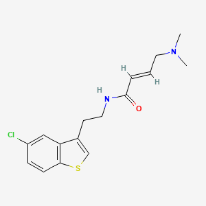 molecular formula C16H19ClN2OS B2569543 (E)-N-[2-(5-Chloro-1-benzothiophen-3-yl)ethyl]-4-(dimethylamino)but-2-enamide CAS No. 2411337-47-6