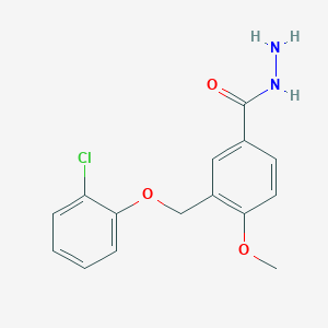 molecular formula C15H15ClN2O3 B2569546 3-[(2-Chlorophenoxy)methyl]-4-methoxybenzohydrazide CAS No. 832740-06-4
