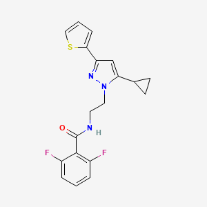 molecular formula C19H17F2N3OS B2569557 N-(2-(5-cyclopropyl-3-(thiophen-2-yl)-1H-pyrazol-1-yl)ethyl)-2,6-difluorobenzamide CAS No. 1797624-50-0