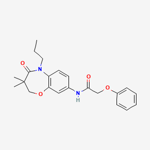 molecular formula C22H26N2O4 B2569563 N-(3,3-二甲基-4-氧代-5-丙基-2,3,4,5-四氢苯并[b][1,4]恶氮杂卓-8-基)-2-苯氧基乙酰胺 CAS No. 921525-37-3