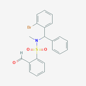 molecular formula C21H18BrNO3S B2569568 N-[(2-Bromophenyl)-phenylmethyl]-2-formyl-N-methylbenzenesulfonamide CAS No. 2305352-83-2