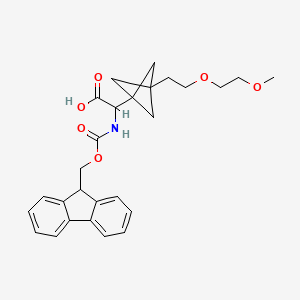 molecular formula C27H31NO6 B2569593 2-(9H-Fluoren-9-ylmethoxycarbonylamino)-2-[3-[2-(2-methoxyethoxy)ethyl]-1-bicyclo[1.1.1]pentanyl]acetic acid CAS No. 2287266-22-0