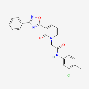 molecular formula C22H17ClN4O3 B2569596 N-(3-chloro-4-methylphenyl)-2-[2-oxo-3-(3-phenyl-1,2,4-oxadiazol-5-yl)pyridin-1(2H)-yl]acetamide CAS No. 1105224-84-7
