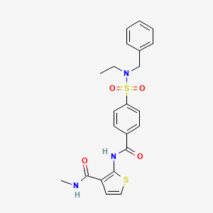 molecular formula C22H23N3O4S2 B2569598 2-(4-(N-benzyl-N-ethylsulfamoyl)benzamido)-N-methylthiophene-3-carboxamide CAS No. 921121-38-2