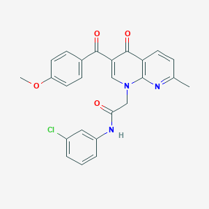 molecular formula C25H20ClN3O4 B2569600 N-(3-chlorophenyl)-2-(3-(4-methoxybenzoyl)-7-methyl-4-oxo-1,8-naphthyridin-1(4H)-yl)acetamide CAS No. 894910-72-6