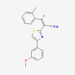 molecular formula C20H16N2OS B2569606 (Z)-2-(4-(3-甲氧基苯基)噻唑-2-基)-3-(邻甲苯基)丙烯腈 CAS No. 476668-65-2