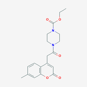 molecular formula C19H22N2O5 B2569607 ethyl 4-(2-(7-methyl-2-oxo-2H-chromen-4-yl)acetyl)piperazine-1-carboxylate CAS No. 919855-21-3