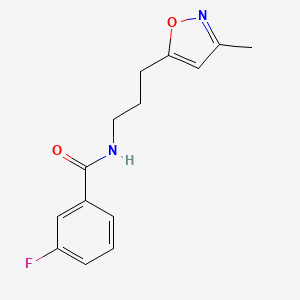 molecular formula C14H15FN2O2 B2569615 3-fluoro-N-[3-(3-methyl-1,2-oxazol-5-yl)propyl]benzamide CAS No. 2034587-99-8