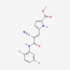 molecular formula C16H11Cl2N3O3 B2569630 methyl 5-{2-cyano-2-[(2,5-dichlorophenyl)carbamoyl]eth-1-en-1-yl}-1H-pyrrole-2-carboxylate CAS No. 1376440-49-1