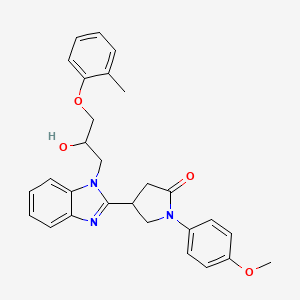 molecular formula C28H29N3O4 B2569636 4-{1-[2-羟基-3-(2-甲基苯氧基)丙基]-1H-苯并咪唑-2-基}-1-(4-甲氧基苯基)吡咯烷-2-酮 CAS No. 1018163-65-9